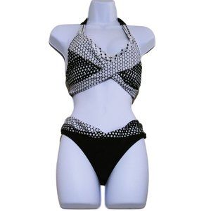 ⛱️POLKA DOT BIKINI TWO PIECE SWIMSUIT BLACK AND WHITE